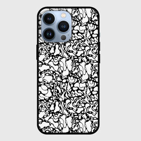 Чехол для iPhone 13 Pro с принтом Абстрактная жидкость в Тюмени,  |  | абстрактный | вода | геометрический | геометрия | дырки | жидкость | нейрографика | петли | плазма | пузыри | пятна | черно белый