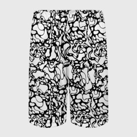 Детские спортивные шорты 3D с принтом Абстрактная жидкость в Тюмени,  100% полиэстер
 | пояс оформлен широкой мягкой резинкой, ткань тянется
 | Тематика изображения на принте: абстрактный | вода | геометрический | геометрия | дырки | жидкость | нейрографика | петли | плазма | пузыри | пятна | черно белый