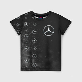 Детская футболка 3D с принтом Мерседес - Взрыв (Паттерн слева) в Тюмени, 100% гипоаллергенный полиэфир | прямой крой, круглый вырез горловины, длина до линии бедер, чуть спущенное плечо, ткань немного тянется | amg | auto | bens | benz | logo | merc | mercedes | mersedes | moto | star | vthctltc | авто | амг | бенц | взрыв | звезда | класс | краска | лого | логотип | мерин | мерс | мерседес | мото | паттерн | символ | символы | ьуксувуы