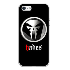 Чехол для iPhone 5/5S матовый с принтом Hades в Тюмени, Силикон | Область печати: задняя сторона чехла, без боковых панелей | hades | roguelike | бесконечные круги ада | клыки | компьютерная игра | череп | эмблема