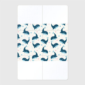 Магнитный плакат 2Х3 с принтом Киты в Тюмени, Полимерный материал с магнитным слоем | 6 деталей размером 9*9 см | whale | белый кит | кит | киты | корабли | кораблики | маяк | морские | паттерн | синий кит | чайки