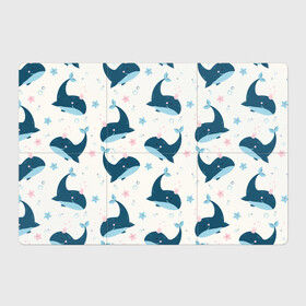 Магнитный плакат 3Х2 с принтом Киты в Тюмени, Полимерный материал с магнитным слоем | 6 деталей размером 9*9 см | whale | белый кит | кит | киты | корабли | кораблики | маяк | морские | паттерн | синий кит | чайки