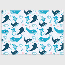 Поздравительная открытка с принтом Киты и тюлени в Тюмени, 100% бумага | плотность бумаги 280 г/м2, матовая, на обратной стороне линовка и место для марки
 | whale | белый кит | кит | киты | корабли | кораблики | маяк | морские | паттерн | синий кит | чайки