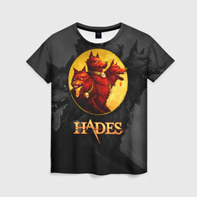 Женская футболка 3D с принтом Hades wolf в Тюмени, 100% полиэфир ( синтетическое хлопкоподобное полотно) | прямой крой, круглый вырез горловины, длина до линии бедер | hades | roguelike | бесконечные круги ада | волк | компьютерная игра | красный | трехглавый