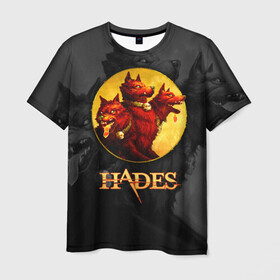 Мужская футболка 3D с принтом Hades wolf в Тюмени, 100% полиэфир | прямой крой, круглый вырез горловины, длина до линии бедер | Тематика изображения на принте: hades | roguelike | бесконечные круги ада | волк | компьютерная игра | красный | трехглавый
