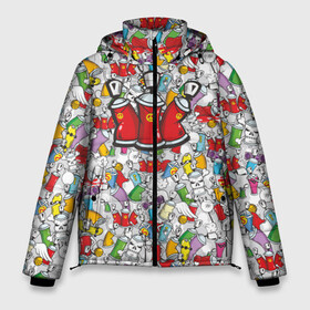 Мужская зимняя куртка 3D с принтом Граффити в Тюмени, верх — 100% полиэстер; подкладка — 100% полиэстер; утеплитель — 100% полиэстер | длина ниже бедра, свободный силуэт Оверсайз. Есть воротник-стойка, отстегивающийся капюшон и ветрозащитная планка. 

Боковые карманы с листочкой на кнопках и внутренний карман на молнии. | баллончик | баллоны | графика | граффити | скейт | текстура | токсик | уличный рисунок