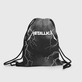 Рюкзак-мешок 3D с принтом METALLICA РАЗРЯД МОЛНИИ в Тюмени, 100% полиэстер | плотность ткани — 200 г/м2, размер — 35 х 45 см; лямки — толстые шнурки, застежка на шнуровке, без карманов и подкладки | Тематика изображения на принте: metalica | metallica | группа | джеймс хэтфилд | кирк хэмметт | ларс ульрих | метал | металика | металлика | миталика | молния | музыка | разряд молнии | роберт трухильо | рок | трэш | трэшметал | хард | хеви