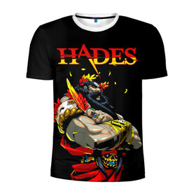 Мужская футболка 3D спортивная с принтом Hades в Тюмени, 100% полиэстер с улучшенными характеристиками | приталенный силуэт, круглая горловина, широкие плечи, сужается к линии бедра | hades | roguelike | аид | бесконечные круги ада | бог подземного мира | компьютерная игра | мифология