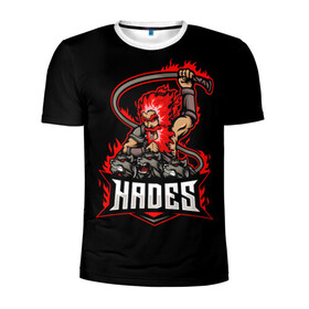 Мужская футболка 3D спортивная с принтом Hades в Тюмени, 100% полиэстер с улучшенными характеристиками | приталенный силуэт, круглая горловина, широкие плечи, сужается к линии бедра | hades | roguelike | аид | бесконечные круги ада | бог подземного мира | волк | компьютерная игра | мифология | трехглавый