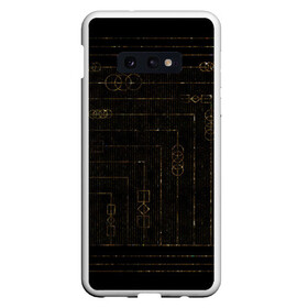 Чехол для Samsung S10E с принтом золотые узоры в Тюмени, Силикон | Область печати: задняя сторона чехла, без боковых панелей | fractal | квадрат | кольца | линии | полоска