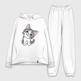 Женский костюм хлопок Oversize с принтом Pixel Cat в Тюмени,  |  | animal | cat | cute | kitty | meow | друг | животные | киска | китти | кот | котенок | котик | котэ | кошечка | кошка | лев | леопард | милый | мур | мяу | пантера | питомец | рысь | тигр