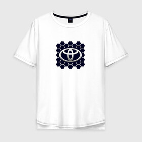 Мужская футболка хлопок Oversize с принтом Toyota - Honeycomb в Тюмени, 100% хлопок | свободный крой, круглый ворот, “спинка” длиннее передней части | auto | camry | corolla | cruiser | land | logo | moto | rav | supra | toyota | авенсис | авто | автомобиль | камри | королла | крузер | ленд | лого | логотип | логотипы | марка | мото | рав | символ | соты | тойота | шильдик