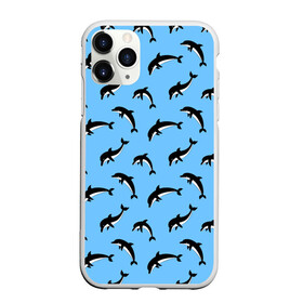 Чехол для iPhone 11 Pro Max матовый с принтом Дельфины в Тюмени, Силикон |  | Тематика изображения на принте: dolphin | дельфин | дельфины | море | морские | на голубом | с дельфином