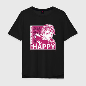 Мужская футболка хлопок Oversize с принтом Happy Sad Anime Girl Kanji в Тюмени, 100% хлопок | свободный крой, круглый ворот, “спинка” длиннее передней части | anime | chibi | cute | girls | happiness | im happy | japan | japanese | kawaii | manga | waifu | анимешник | анимешница | грусть | девочки | девушки | иероглифы | кандзи | лица | манга | настроение | рисунок в стиле аниме | счастье | типичная 