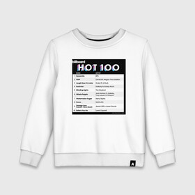 Детский свитшот хлопок с принтом BTS DYNAMITE BILLBOARD HOT-100 в Тюмени, 100% хлопок | круглый вырез горловины, эластичные манжеты, пояс и воротник | bbma | bts | dynamite | j hope | jimin | jin | jk | rm | suga | v | чарт топ