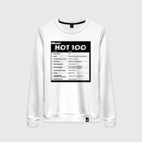 Женский свитшот хлопок с принтом BTS DYNAMITE BILLBOARD HOT-100 в Тюмени, 100% хлопок | прямой крой, круглый вырез, на манжетах и по низу широкая трикотажная резинка  | bbma | bts | dynamite | j hope | jimin | jin | jk | rm | suga | v | чарт топ