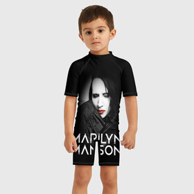 Детский купальный костюм 3D с принтом MARILYN MANSON в Тюмени, Полиэстер 85%, Спандекс 15% | застежка на молнии на спине | alternative | manson | music | rock | usa | искусство | картина | метал | музыка | мэрлин мэнсон | панк | рок