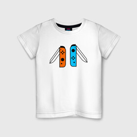 Детская футболка хлопок с принтом NINTENDO SWITCH в Тюмени, 100% хлопок | круглый вырез горловины, полуприлегающий силуэт, длина до линии бедер | Тематика изображения на принте: nintendo | switch | заточка | игры | консоль | нинтендо | приставка | свитч