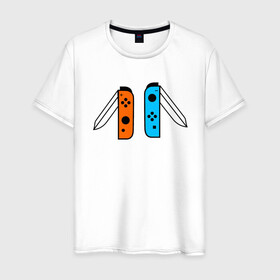Мужская футболка хлопок с принтом NINTENDO SWITCH в Тюмени, 100% хлопок | прямой крой, круглый вырез горловины, длина до линии бедер, слегка спущенное плечо. | nintendo | switch | заточка | игры | консоль | нинтендо | приставка | свитч