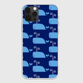 Чехол для iPhone 12 Pro Max с принтом Киты в Тюмени, Силикон |  | Тематика изображения на принте: whale | белый кит | кит | киты | морские | паттерн | синий кит
