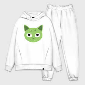 Мужской костюм хлопок OVERSIZE с принтом Green Cat в Тюмени,  |  | animal | cat | cute | kitty | meow | друг | животные | киска | китти | кот | котенок | котик | котэ | кошечка | кошка | лев | леопард | милый | мур | мяу | пантера | питомец | рысь | тигр