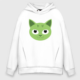 Мужское худи Oversize хлопок с принтом Green Cat в Тюмени, френч-терри — 70% хлопок, 30% полиэстер. Мягкий теплый начес внутри —100% хлопок | боковые карманы, эластичные манжеты и нижняя кромка, капюшон на магнитной кнопке | animal | cat | cute | kitty | meow | друг | животные | киска | китти | кот | котенок | котик | котэ | кошечка | кошка | лев | леопард | милый | мур | мяу | пантера | питомец | рысь | тигр