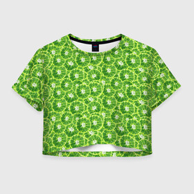 Женская футболка Crop-top 3D с принтом Фреш Лайм в Тюмени, 100% полиэстер | круглая горловина, длина футболки до линии талии, рукава с отворотами | citrus | lime | лайм | лимон | цитрусовые