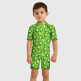 Детский купальный костюм 3D с принтом Фреш Лайм в Тюмени, Полиэстер 85%, Спандекс 15% | застежка на молнии на спине | citrus | lime | лайм | лимон | цитрусовые