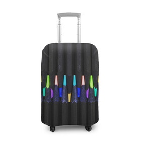 Чехол для чемодана 3D с принтом Цветные Карандаши в Тюмени, 86% полиэфир, 14% спандекс | двустороннее нанесение принта, прорези для ручек и колес | colored | pencils | карандаши | мелки | цветные