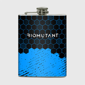 Фляга с принтом Biomutant - Hexagon в Тюмени, металлический корпус | емкость 0,22 л, размер 125 х 94 мм. Виниловая наклейка запечатывается полностью | Тематика изображения на принте: bio | biomutant | game | games | mutant | био | биомутант | игра | игры | мутант | соты