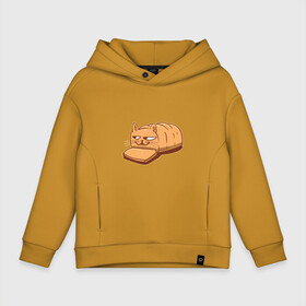 Детское худи Oversize хлопок с принтом Кот хлеб - Bread Cat в Тюмени, френч-терри — 70% хлопок, 30% полиэстер. Мягкий теплый начес внутри —100% хлопок | боковые карманы, эластичные манжеты и нижняя кромка, капюшон на магнитной кнопке | kitten | kitty | meme | memes | puss | pussy | pussycat | батон | булка | булочка | киса | киска | кисуля | кот из мема | котёнок | котик | котята | кошка | мем | мемас | мемчик | не еш подумой | не ешь подумай | нееште меня | 