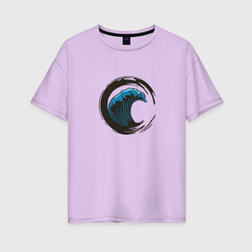 Женская футболка хлопок Oversize с принтом Enso Great Wave off Kanagawa в Тюмени, 100% хлопок | свободный крой, круглый ворот, спущенный рукав, длина до линии бедер
 | art | buddhism | engraving | hokusai | minimal | ocean | print | religion | surfing | waves | zen | арт | большая волна | буддизм | в канагаве | великая волна | волны | гравюра | дзен | канагава | круг энсо | минимализм | океан | пародия