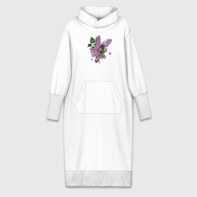 Платье удлиненное хлопок с принтом СИРЕНЬ АКВАРЕЛЬЮ в Тюмени,  |  | акварель | акварельные | акварелью | бабочки | букет | букет из цветов | летние цветы | сиреневые цветы | сирень | цветы