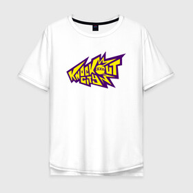 Мужская футболка хлопок Oversize с принтом Knockout City Logo Логотип в Тюмени, 100% хлопок | свободный крой, круглый ворот, “спинка” длиннее передней части | city | knockout | knockout city | knockout city logo | logo | вышибалы | кнокаут сити | логотип | нокаут | нокаут сити