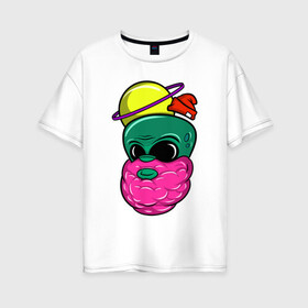 Женская футболка хлопок Oversize с принтом Мой кореш в Тюмени, 100% хлопок | свободный крой, круглый ворот, спущенный рукав, длина до линии бедер
 | борода | крутой | меркурий | планета | прищелец | чужой