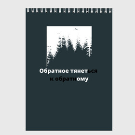 Скетчбук с принтом Обратный лес в Тюмени, 100% бумага
 | 48 листов, плотность листов — 100 г/м2, плотность картонной обложки — 250 г/м2. Листы скреплены сверху удобной пружинной спиралью | Тематика изображения на принте: зима | зимний лес | лес | натурализм | природа | снег в лесу