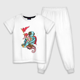 Детская пижама хлопок с принтом Космонавт на морском коньке в Тюмени, 100% хлопок |  брюки и футболка прямого кроя, без карманов, на брюках мягкая резинка на поясе и по низу штанин
 | астронавт | живность | космонавт | море | морские | морской конек | флаг
