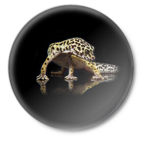Значок с принтом ЭУБЛЕФАР  EUBLEPHARIS в Тюмени,  металл | круглая форма, металлическая застежка в виде булавки | tegunvteg | геккон | гекон | зублефар | леопардовый геккон | эу | эублефар | ящерица