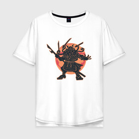 Мужская футболка хлопок Oversize с принтом Ктулху Самурай Samurai ninja в Тюмени, 100% хлопок | свободный крой, круглый ворот, “спинка” длиннее передней части | art | cyberpunk samurai | elder god | ninja | oni | rdsmry | ronin | samurai | shogun | арт | говард лавкрафт | древние боги | древний бог | киберпанк самурай | мерч | осьминог | прикол | путь воина | ронин | сёгун | токио | харакири