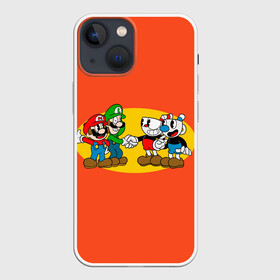 Чехол для iPhone 13 mini с принтом CupHead x Mario в Тюмени,  |  | arkade | cup head | cuphead | game | games | mario | аркада | игра | игры | кап хэд | капхед | купа хэд | марио | сгз руфв | сгзруфв | чашкоголовый