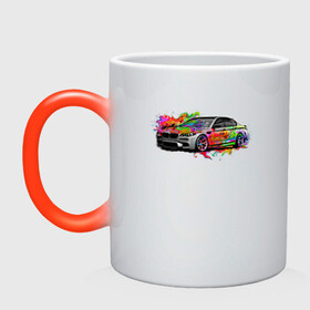 Кружка хамелеон с принтом автомобиль бмв в Тюмени, керамика | меняет цвет при нагревании, емкость 330 мл | авто | автомобиль | арт | краски | машина | тачка
