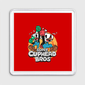 Магнит 55*55 с принтом Super Cuphead Bros в Тюмени, Пластик | Размер: 65*65 мм; Размер печати: 55*55 мм | arkade | cup head | cuphead | game | games | mario | аркада | игра | игры | кап хэд | капхед | купа хэд | марио | сгз руфв | сгзруфв | чашкоголовый