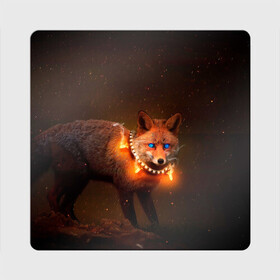 Магнит виниловый Квадрат с принтом Лисица с гирляндой в Тюмени, полимерный материал с магнитным слоем | размер 9*9 см, закругленные углы | fox | foxy | животное | звери | лиса | лисенок | лисичка | милая | рыжая | фокс