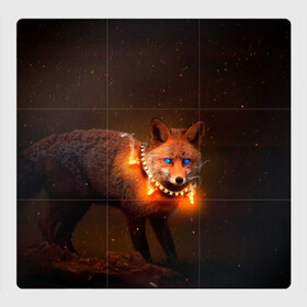 Магнитный плакат 3Х3 с принтом Лисица с гирляндой в Тюмени, Полимерный материал с магнитным слоем | 9 деталей размером 9*9 см | Тематика изображения на принте: fox | foxy | животное | звери | лиса | лисенок | лисичка | милая | рыжая | фокс