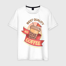 Мужская футболка хлопок с принтом Hot Coffee в Тюмени, 100% хлопок | прямой крой, круглый вырез горловины, длина до линии бедер, слегка спущенное плечо. | burgers | delicious | hot dog | вредная еда | еда