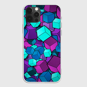 Чехол для iPhone 12 Pro Max с принтом СИРЕНЕВЫЕ КУБЫ в Тюмени, Силикон |  | blue | cube | geometry | геометрия | квадраты | кубики | кубы | паттерн | синий | сиреневый | текстуры | фиолетовый