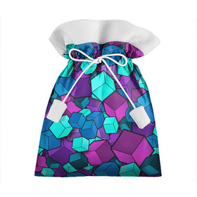 Подарочный 3D мешок с принтом СИРЕНЕВЫЕ КУБЫ в Тюмени, 100% полиэстер | Размер: 29*39 см | blue | cube | geometry | геометрия | квадраты | кубики | кубы | паттерн | синий | сиреневый | текстуры | фиолетовый