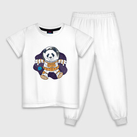 Детская пижама хлопок с принтом Милая Космическая Панда в Тюмени, 100% хлопок |  брюки и футболка прямого кроя, без карманов, на брюках мягкая резинка на поясе и по низу штанин
 | Тематика изображения на принте: animals | astronaut | cosmonaut | cute panda | earth | helmet | kawaii | panda | pet | pets | space | space panda | астронавт | в космосе | в шлеме | детский рисунок | животные | звёзды | земля | космонавт | космос | медведь | медвежонок