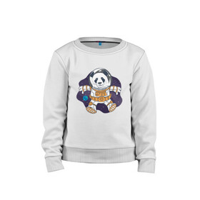 Детский свитшот хлопок с принтом Милая Космическая Панда в Тюмени, 100% хлопок | круглый вырез горловины, эластичные манжеты, пояс и воротник | Тематика изображения на принте: animals | astronaut | cosmonaut | cute panda | earth | helmet | kawaii | panda | pet | pets | space | space panda | астронавт | в космосе | в шлеме | детский рисунок | животные | звёзды | земля | космонавт | космос | медведь | медвежонок