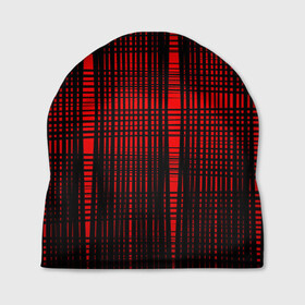 Шапка 3D с принтом ЧерНые линии на Красном в Тюмени, 100% полиэстер | универсальный размер, печать по всей поверхности изделия | красный | линии | полоски | полосы | черные линии